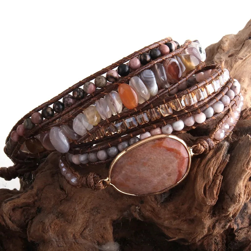 Bohemian Natural Stones Charm Bracelet