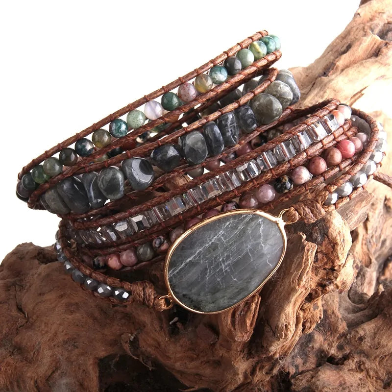 Bohemian Natural Stones Charm Bracelet